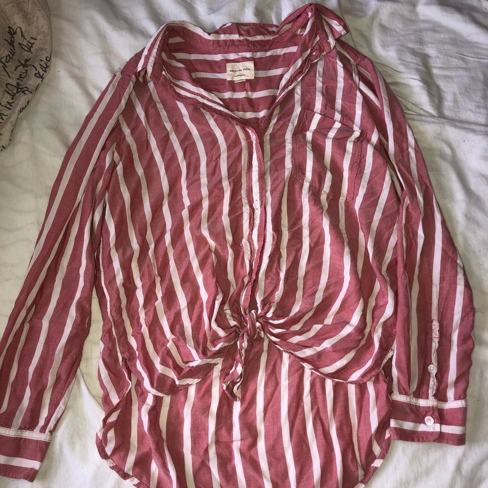 Pink and white stripped blouse